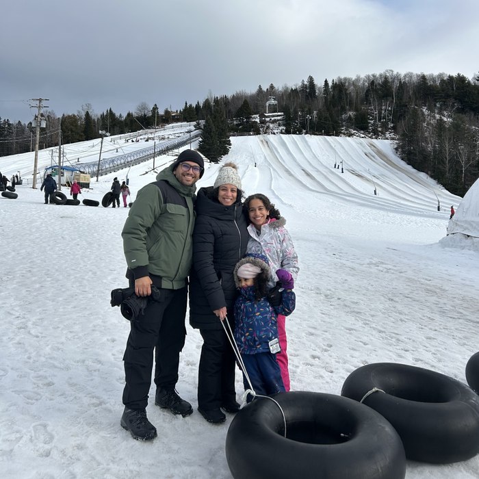 Ereeny with her family in the snow